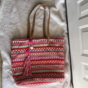 Made in India embroidered large multicolor tote with tassels